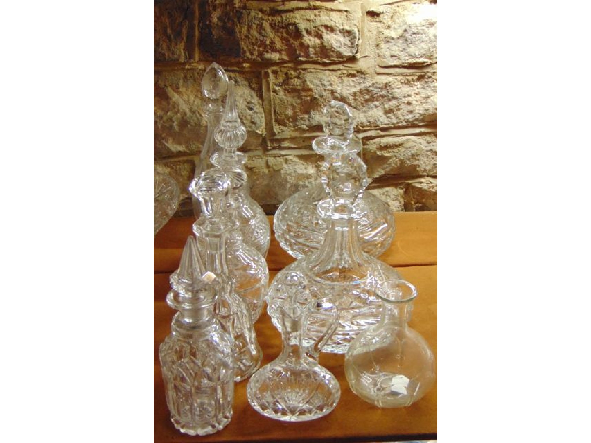 Appraisal: A pair of substantial clear glass decanters with heavily cut