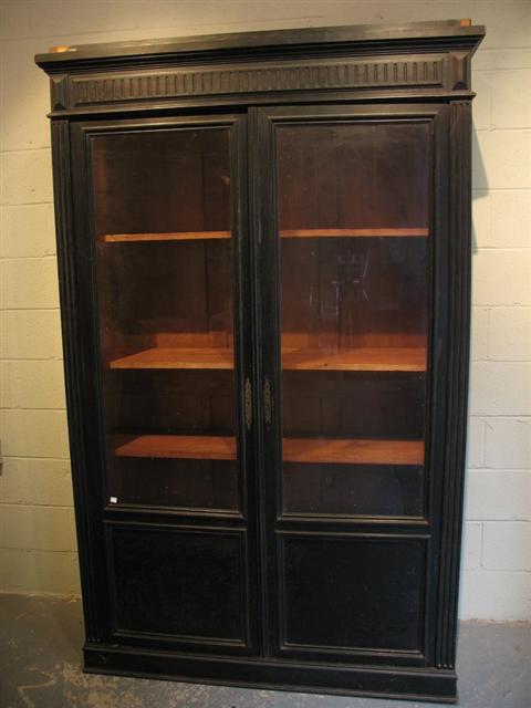 Appraisal: FRENCH EBONIZED DISPLAY CABINET Late th early th century the