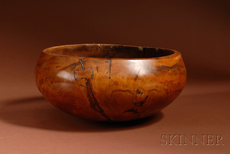 Appraisal: Hawaiian Carved Wood Poi Bowl c th century the circular