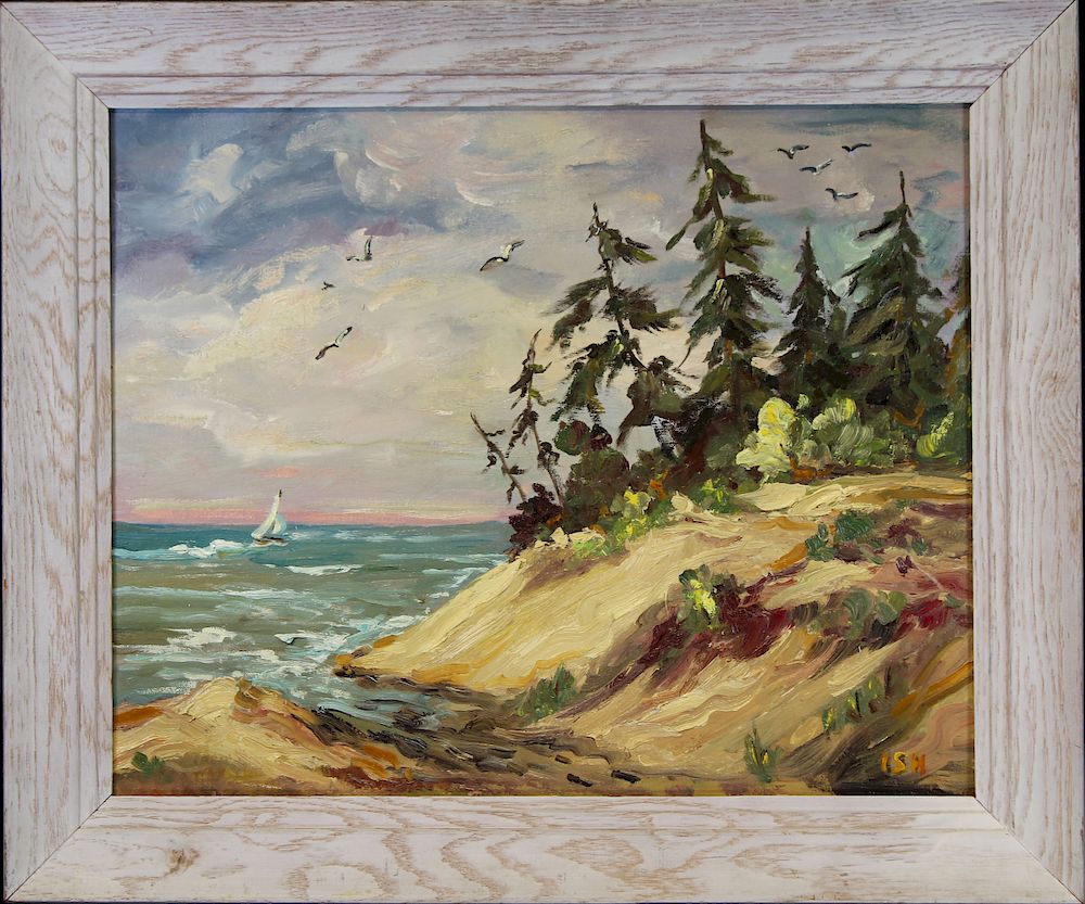 Appraisal: Signed th C American School Coastal Painting Signed th C