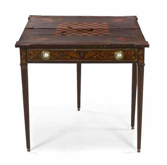 Appraisal: A Dutch Marquetry Games Table having a hinged rectangular top