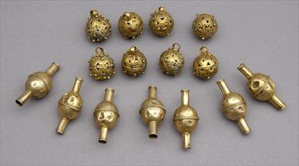 Appraisal: Group of Gilt Metal Fittings and Beads