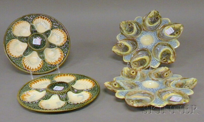 Appraisal: Two Pairs of Majolica Oyster Plates probably France including a