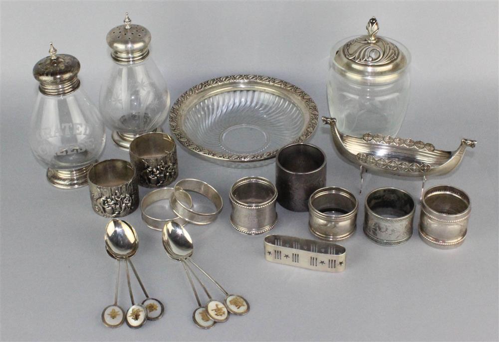 Appraisal: GROUP OF SILVER MOUNTED GLASS ITEMS including a Whiting caster