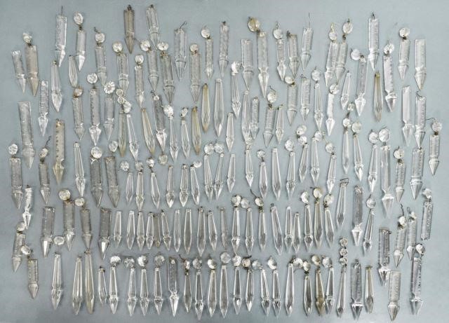 Appraisal: lot Crystal chandelier parts mostly spears including tapered and notched