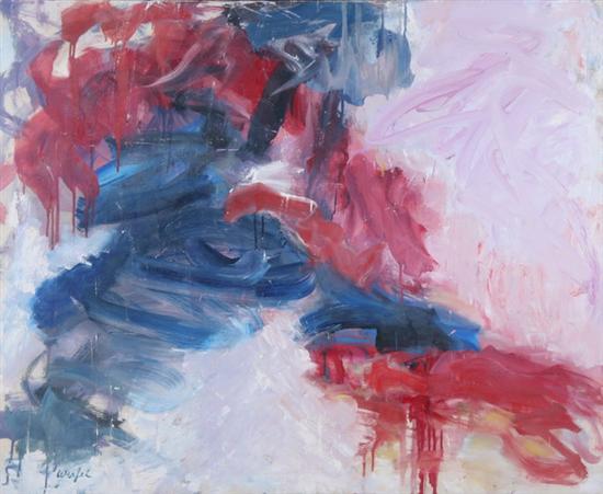 Appraisal: DINA WERFEL American th century ABSTRACT IN PINK BLUE AND