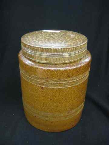 Appraisal: Portugese Stoneware Covered Crock embossed design '' tall '' diameter