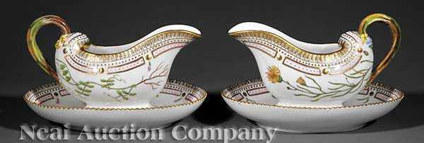 Appraisal: Two Royal Copenhagen Flora Danica Porcelain Sauceboats No dated -