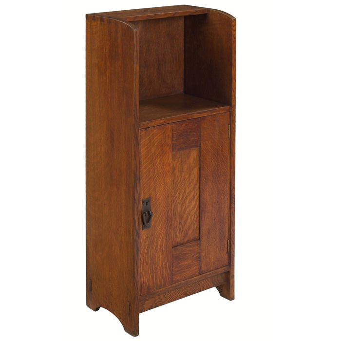 Appraisal: Gustav Stickley book cabinet open cabinet above a paneled door