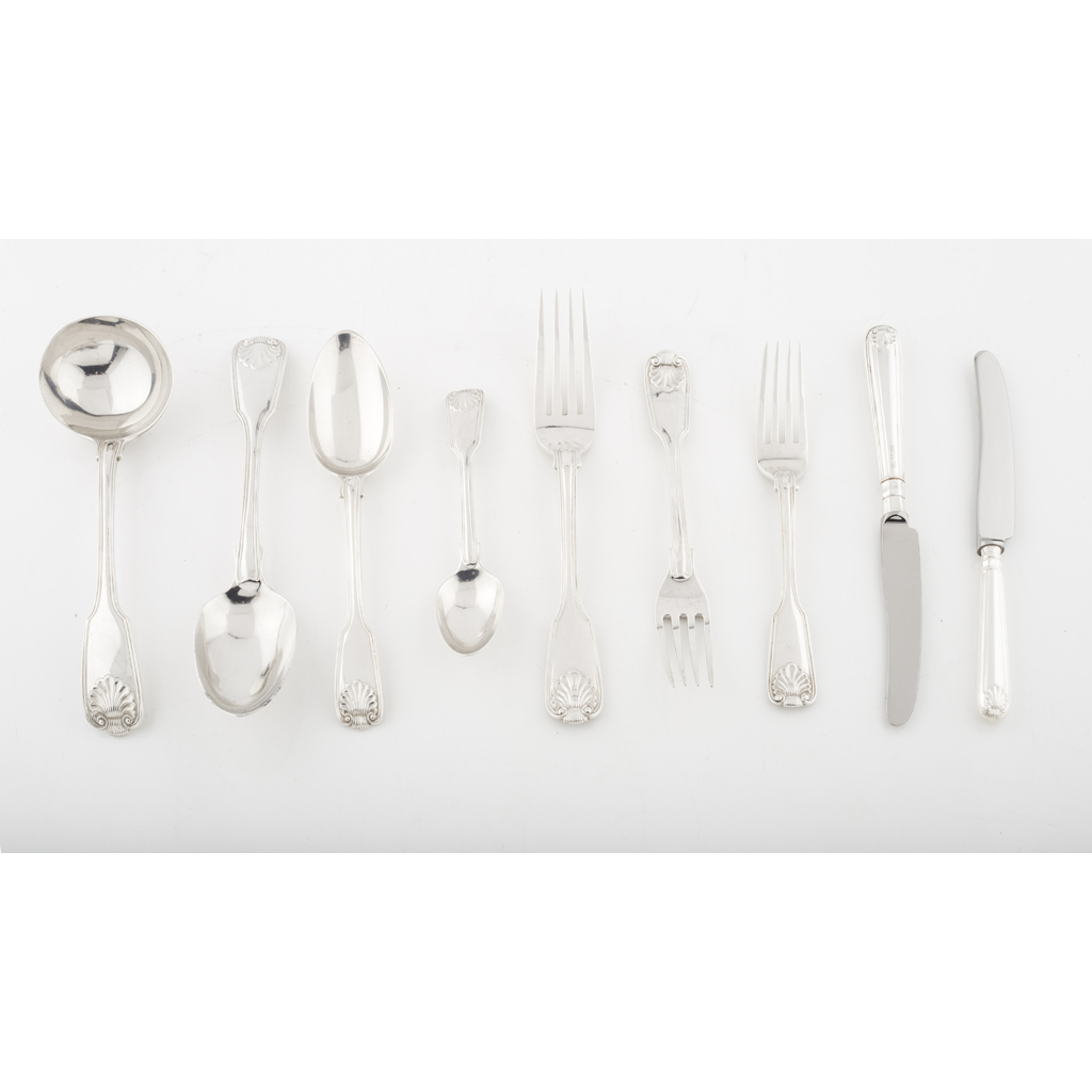 Appraisal: A Fiddle Thread and Shell pattern part suite of flatware