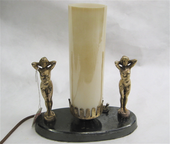 Appraisal: ART DECO TABLE LAMP having two gilt metal female figures