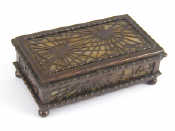 Appraisal: Tiffany Studios A three compartment stamp box the bronze finish