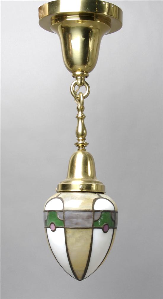 Appraisal: An American Leaded Glass Pendant Shade Height of shade inches