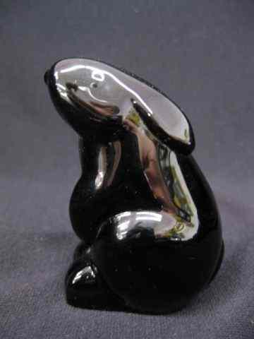 Appraisal: Baccarat Black Crystal Figurine of a Bunny '' signed excellent