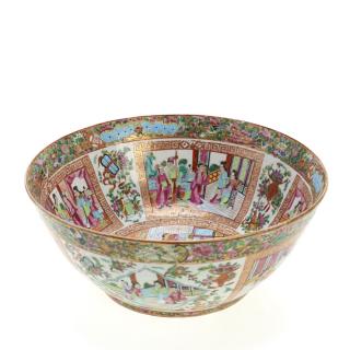 Appraisal: Chinese Export rose mandarin punch bowl Chinese Export rose mandarin