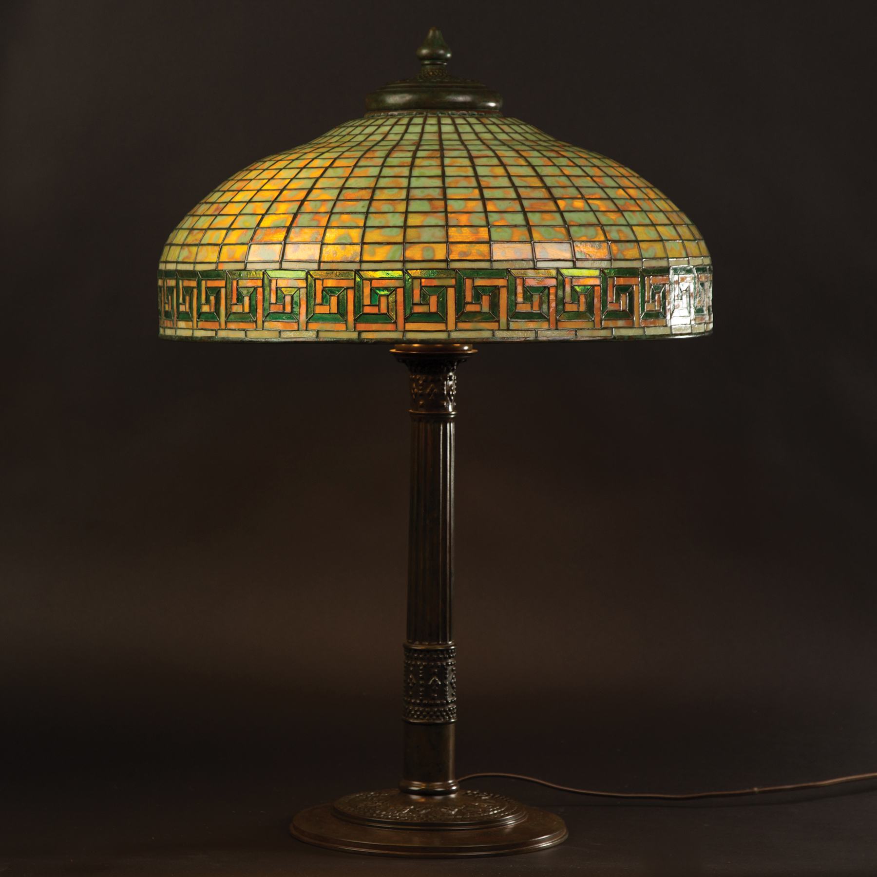 Appraisal: Tiffany Studios Greek Key Lamp Shade signed Tiffany Studios New