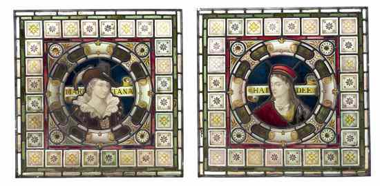 Appraisal: A Pair of Leaded and Stained Glass Windows Haidee and