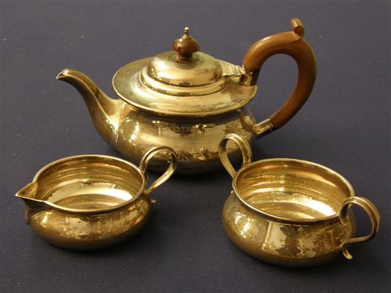 Appraisal: George V Silver three piece tea service comprising tea pot