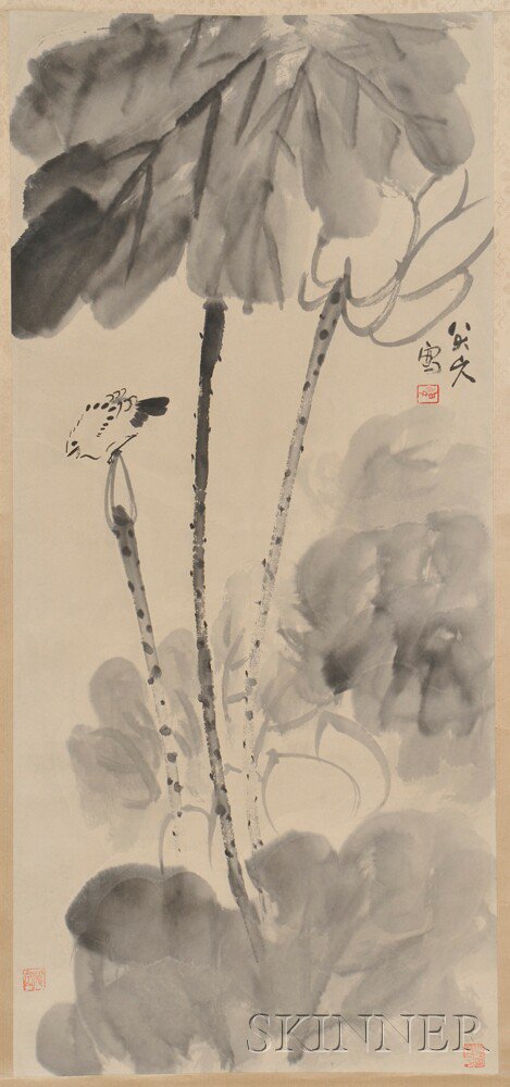 Appraisal: Two Hanging Scrolls China one in the manner of Bada