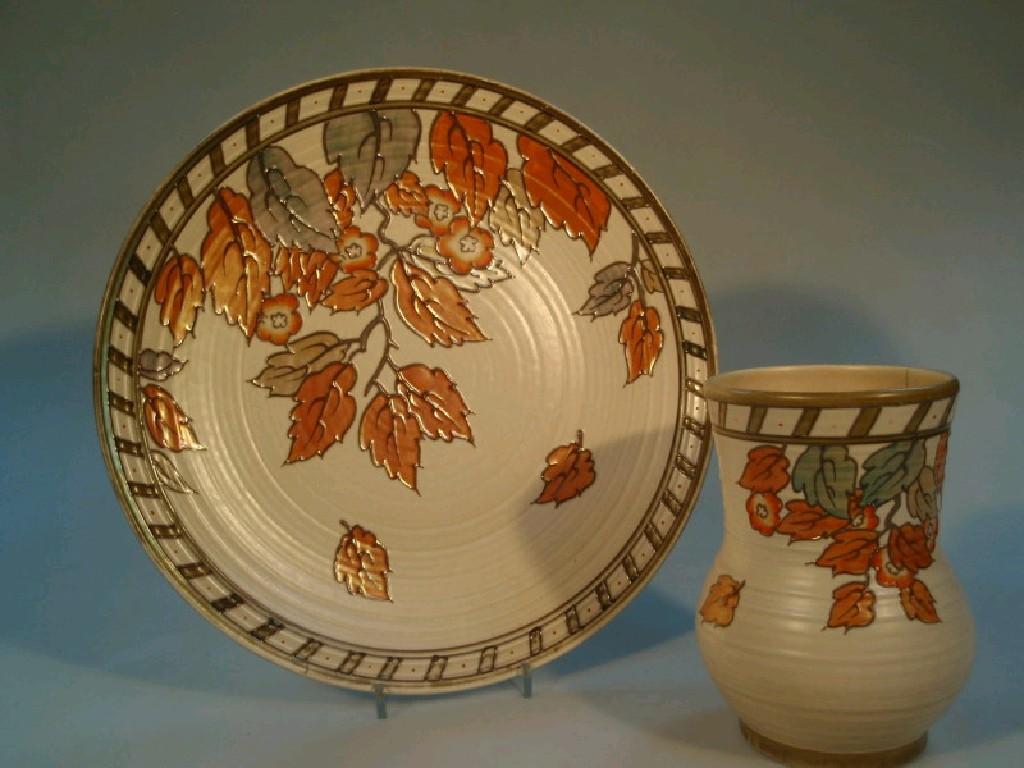 Appraisal: A Charlotte Rhead for Crown Ducal charger tube lined and