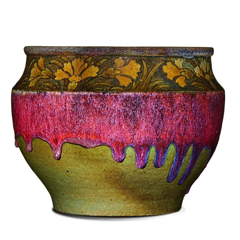 Appraisal: ALBERT-LOUIS DAMMOUSE Jardiniere oxblood glaze Condition Report Fleck to one