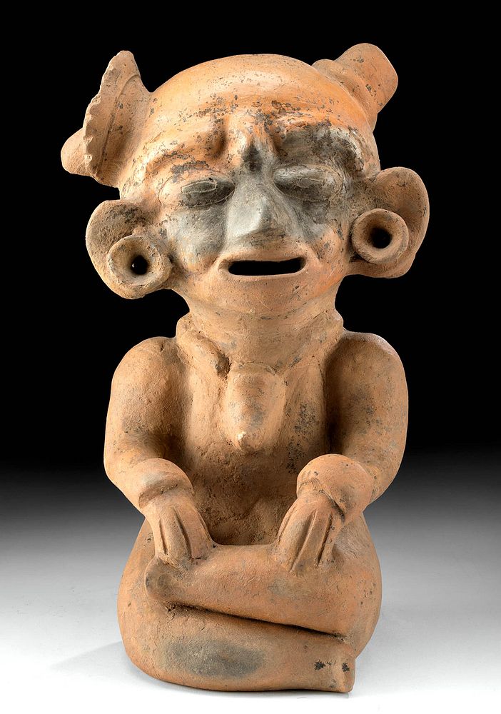 Appraisal: Guangala Pottery Seated Priest Figure Pre-Columbian Ecuador Guangala culture ca