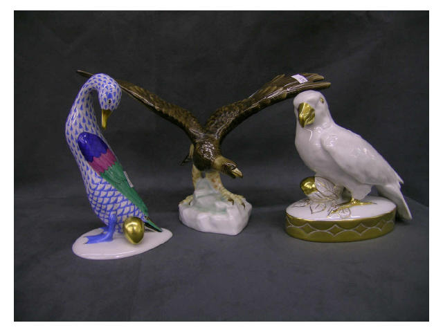 Appraisal: Group of porcelain birds including Heutschenreuther Love bird Herend eagle