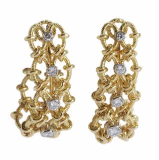 Appraisal: kt Diamond Earrings yellow gold chain link design each earring