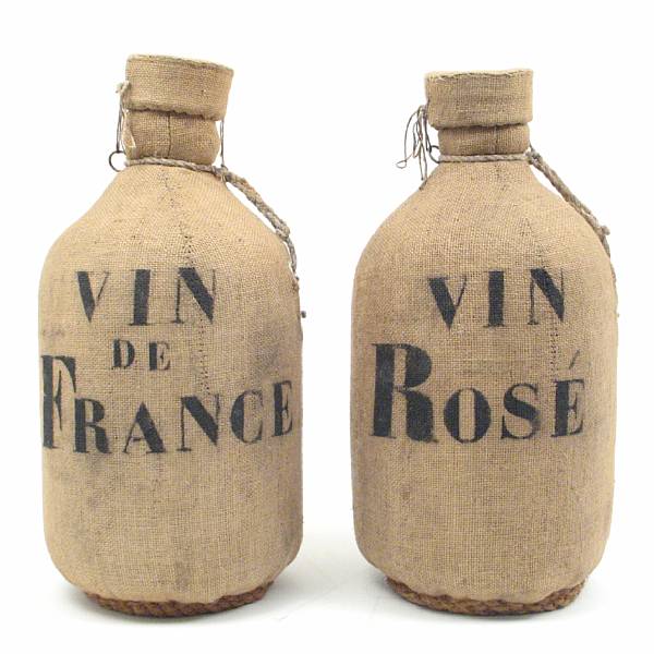 Appraisal: A set of six French burlap covered wine caskets height