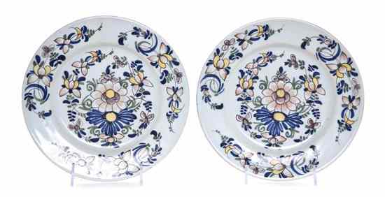 Appraisal: Two Delft Porcelain Polychrome Plates of circular form each decorated