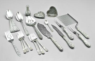 Appraisal: Assorted repouss sterling items pieces various makers heart shaped dishes