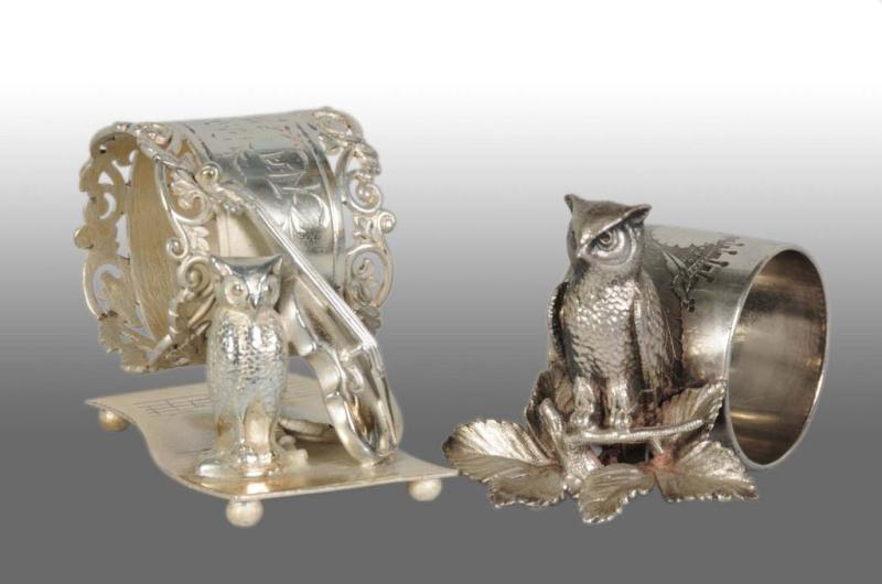 Appraisal: Lot of Figural Napkin Rings Description Includes owl with violin