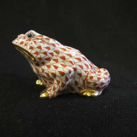 Appraisal: Herend Porcelain Fishnet Figurine of Toad rust x excellent