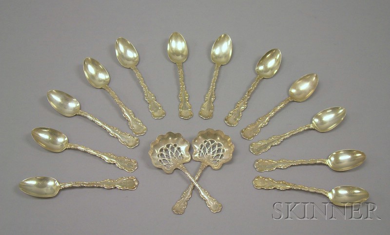 Appraisal: Set of Twelve Whiting Sterling Silver Dessert Spoons Louis XV