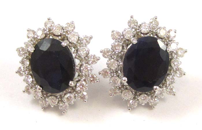 Appraisal: PAIR OF SAPPHIRE AND DIAMOND EARRINGS each k white gold