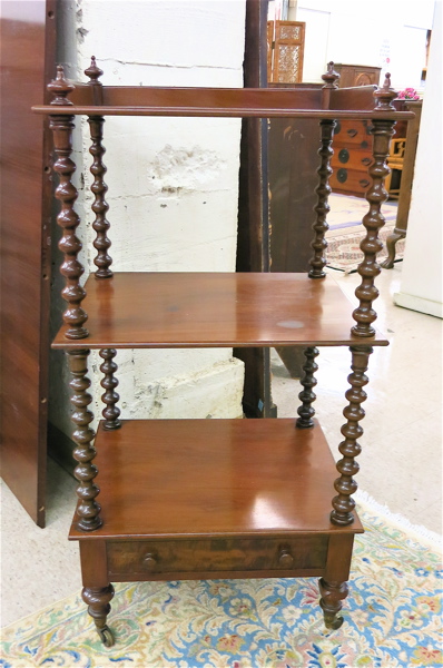 Appraisal: VICTORIAN THREE-TIER MAHOGANY WHAT-NOT STAND American th century having three