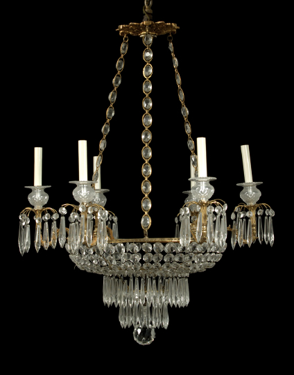 Appraisal: Northern European Gilt-Brass and Cut Glass Six-Light Chandelier second quarter