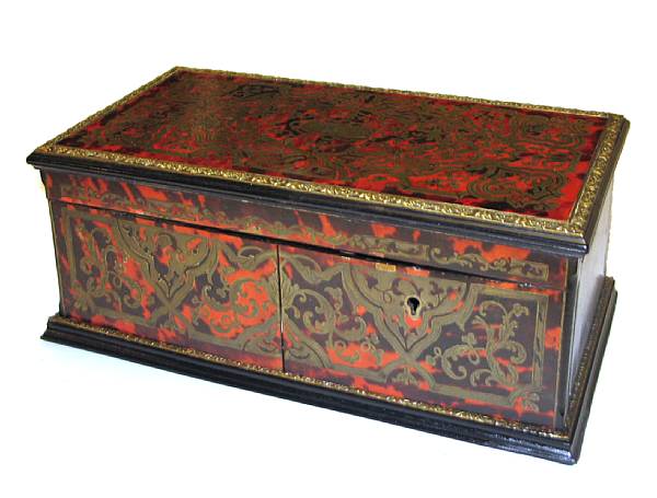 Appraisal: A French style brass inlaid document box height in width