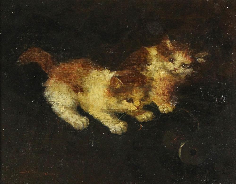 Appraisal: S ZWALD TH CENTURY DUO OF PLAYFUL KITTENS WITH SPOOL