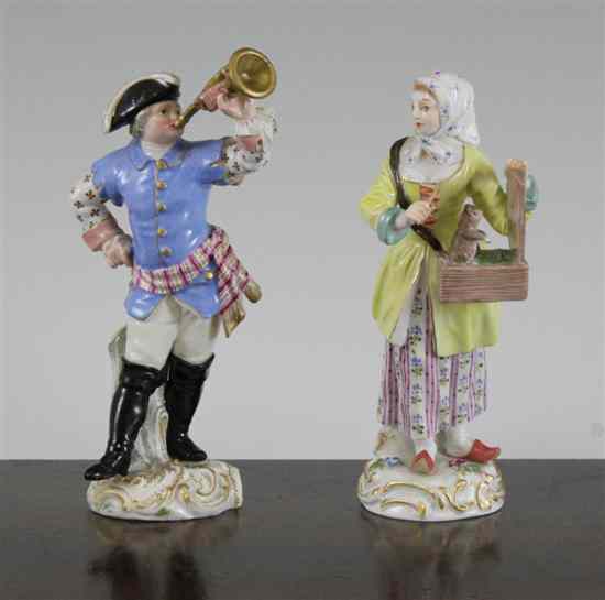 Appraisal: Two Meissen figures late th century the first modelled as