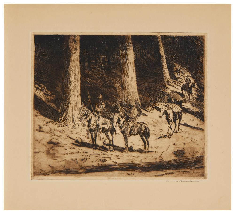 Appraisal: Edward Borein - Conquistadores Entering California Etching and drypoint on