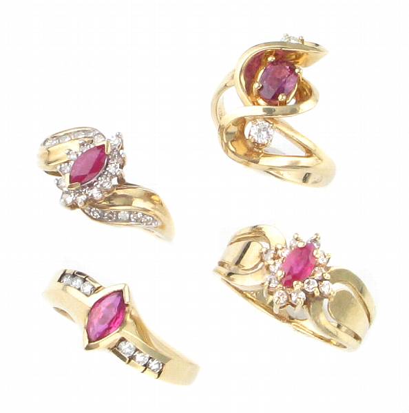 Appraisal: A collection of ruby diamond and gold rings thirty-two rings