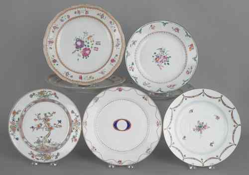 Appraisal: Seven Chinese export porcelain plates th th c largest -