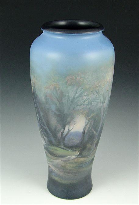 Appraisal: ROOKWOOD FRED ROTHENBUSCH VELLUM GLAZE SCENIC VASE '' tall shape