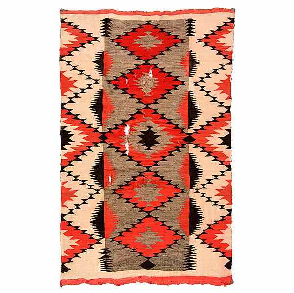 Appraisal: Navajo Transitional Weaving weaving with three distinct panels and woven