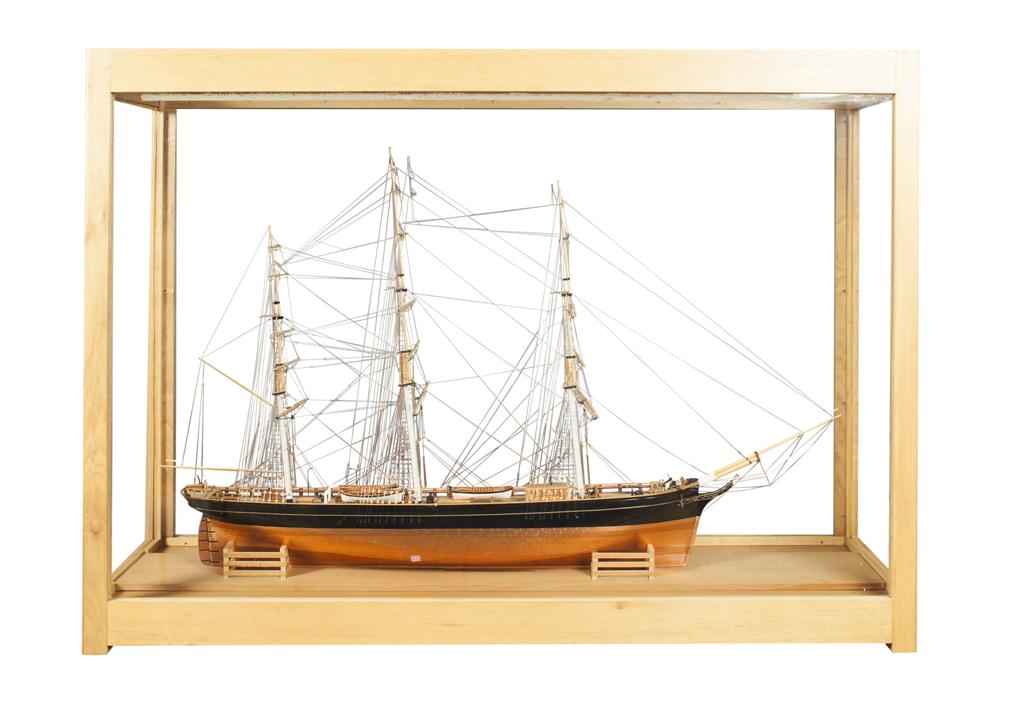 Appraisal: LARGE CASED MODEL OF THE CLIPPER SHIP 'ARIEL' TH CENTURY