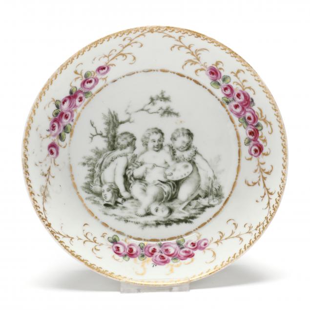 Appraisal: MEISSEN ACADEMIC 'DOT' PERIOD DISH EN GRISAILLE - hard paste