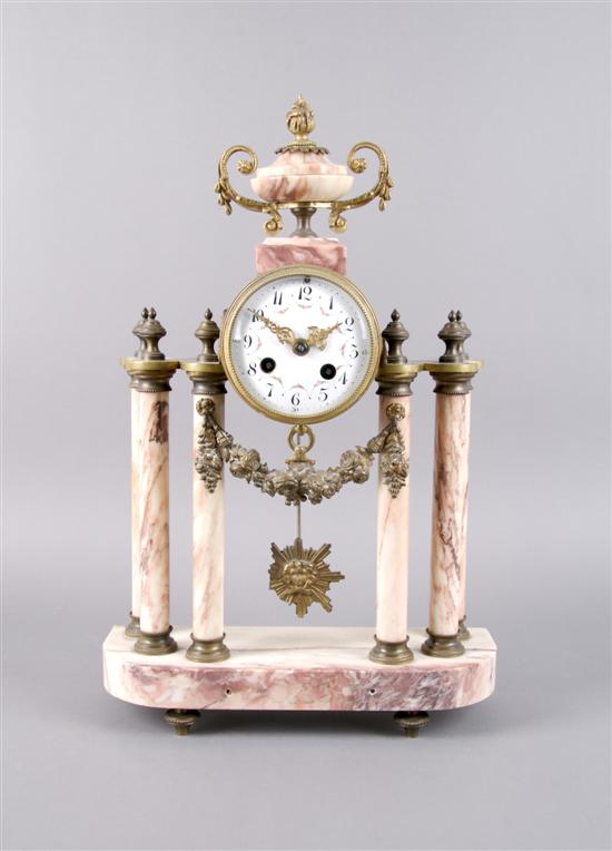 Appraisal: A French Gilt Metal and Marble Mantel Clock Height inches