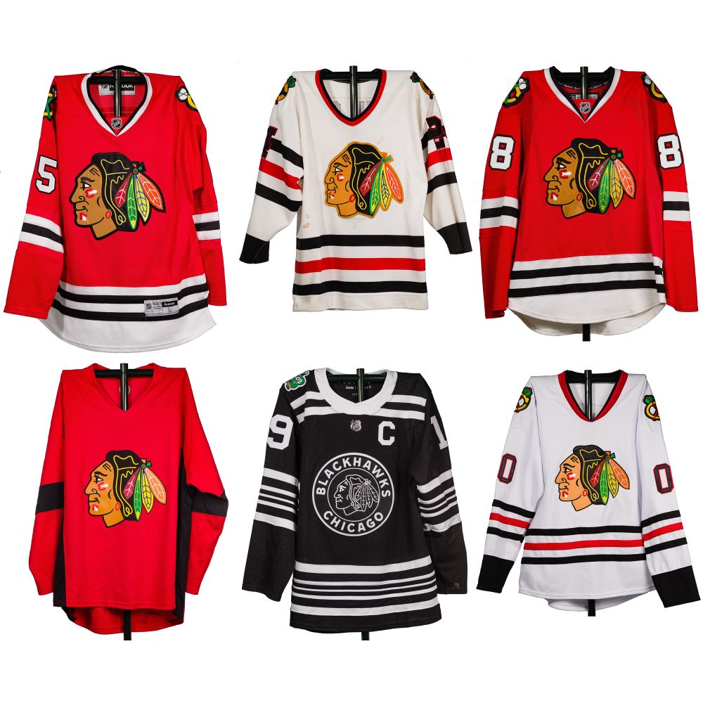 Appraisal: CHICAGO BLACKHAWKS JERSEY ASSORTMENT items from Reebok Adidas NHL Shop