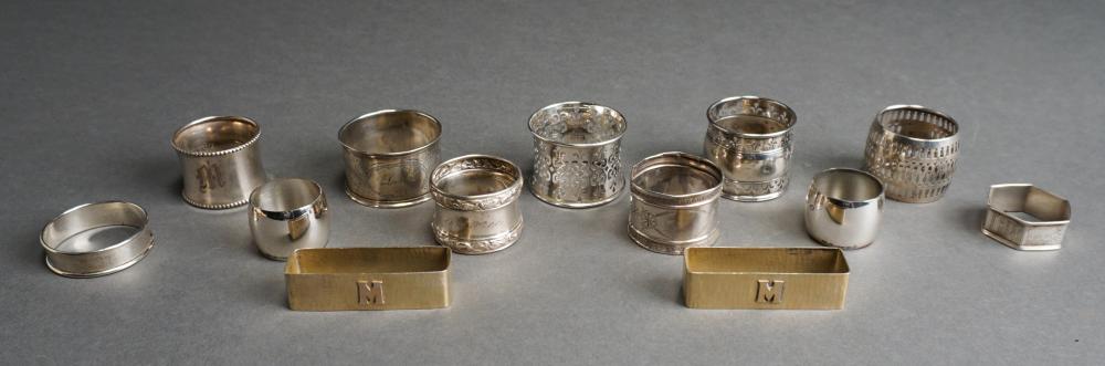 Appraisal: Thirteen Sterling Silver Napkin Rings ozt